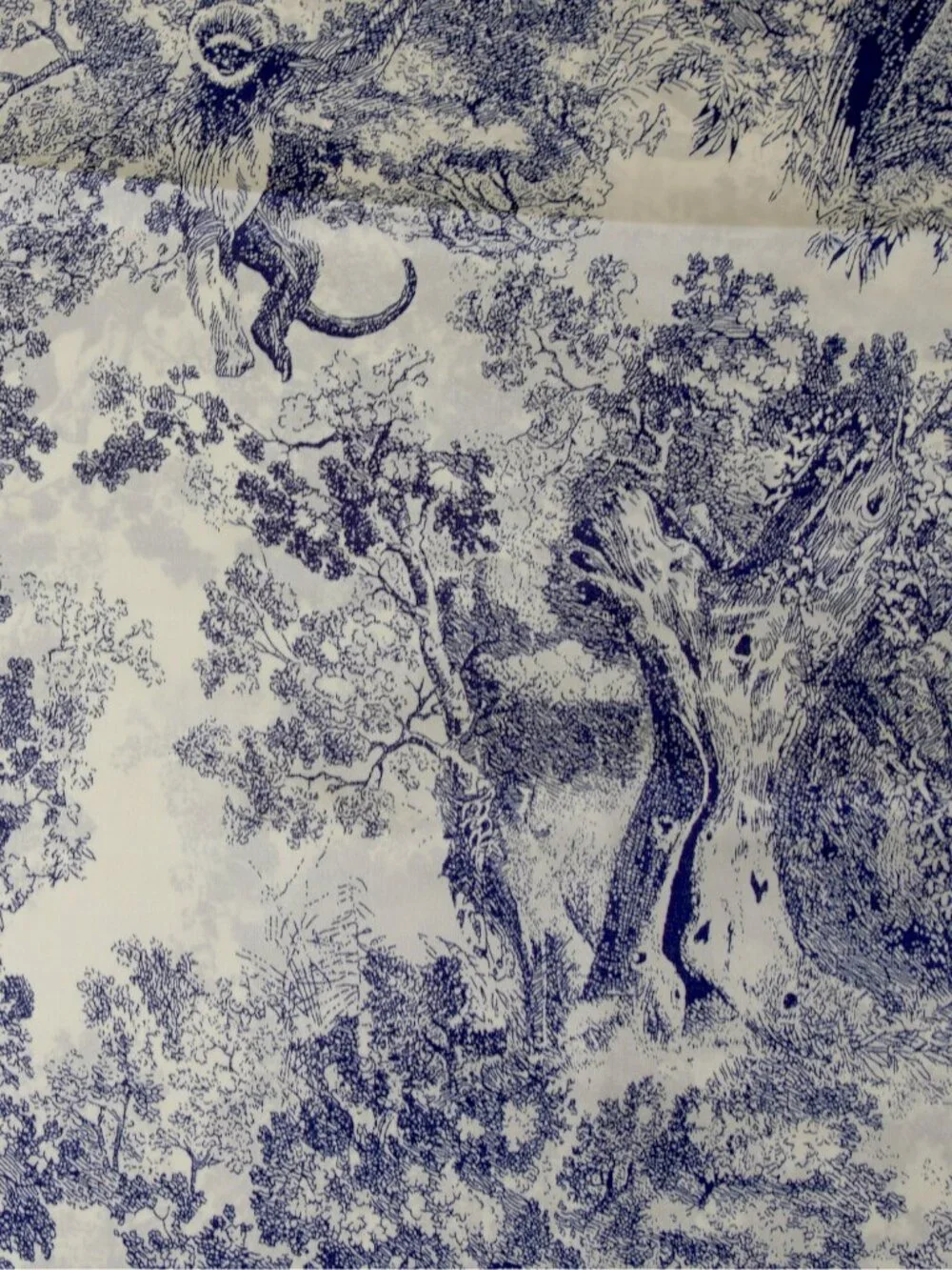 NWT Blue Cream Toile Animal Print Imitation Silk Summer Scarf Wrap Cami